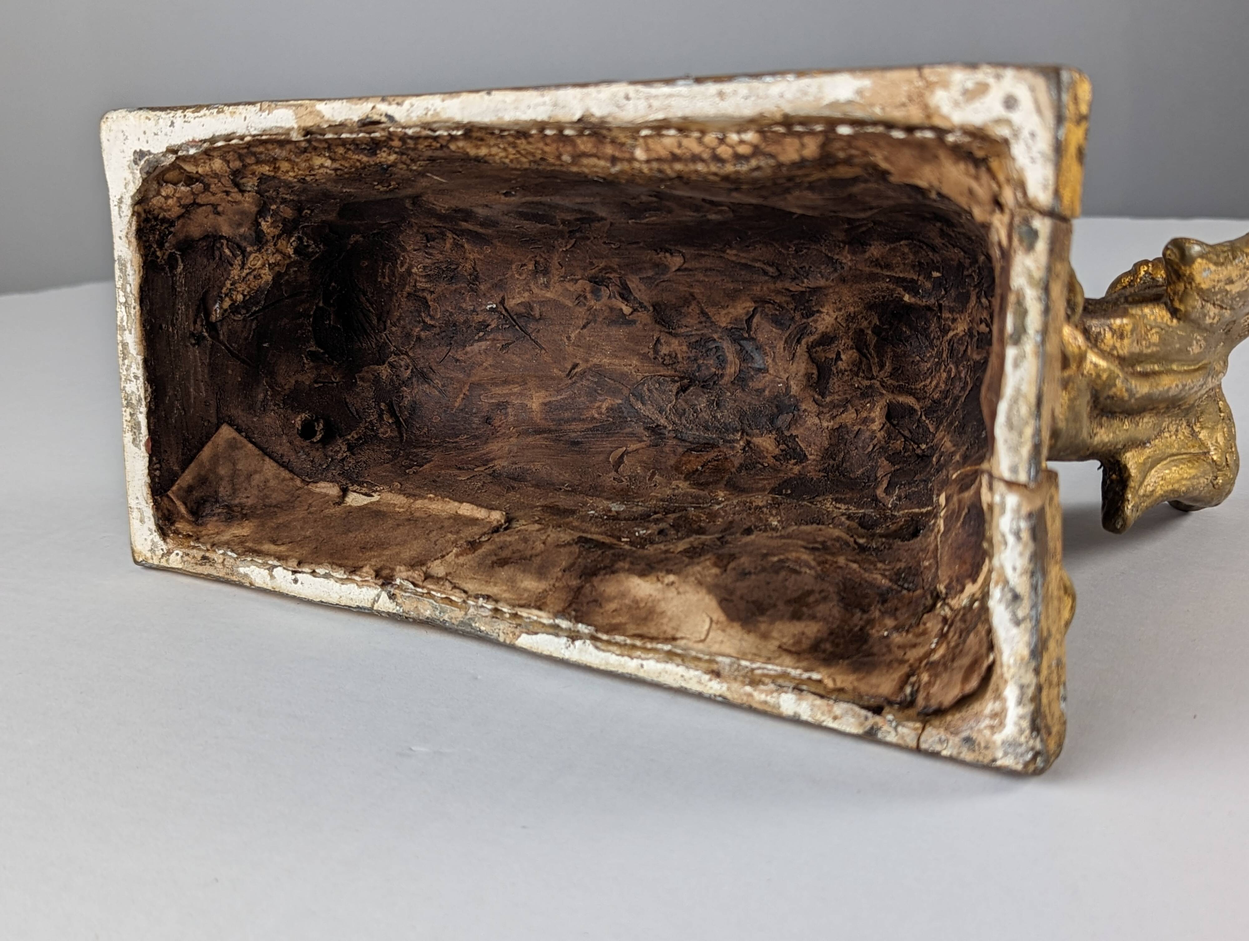 Queen and Angels sculpture in golden terracotta