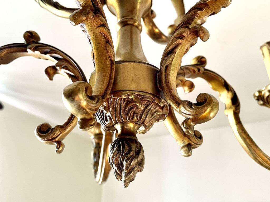 Golden bronze chandelier in Louis XV style
