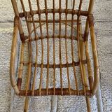 Fauteuil bascule rotin 1960