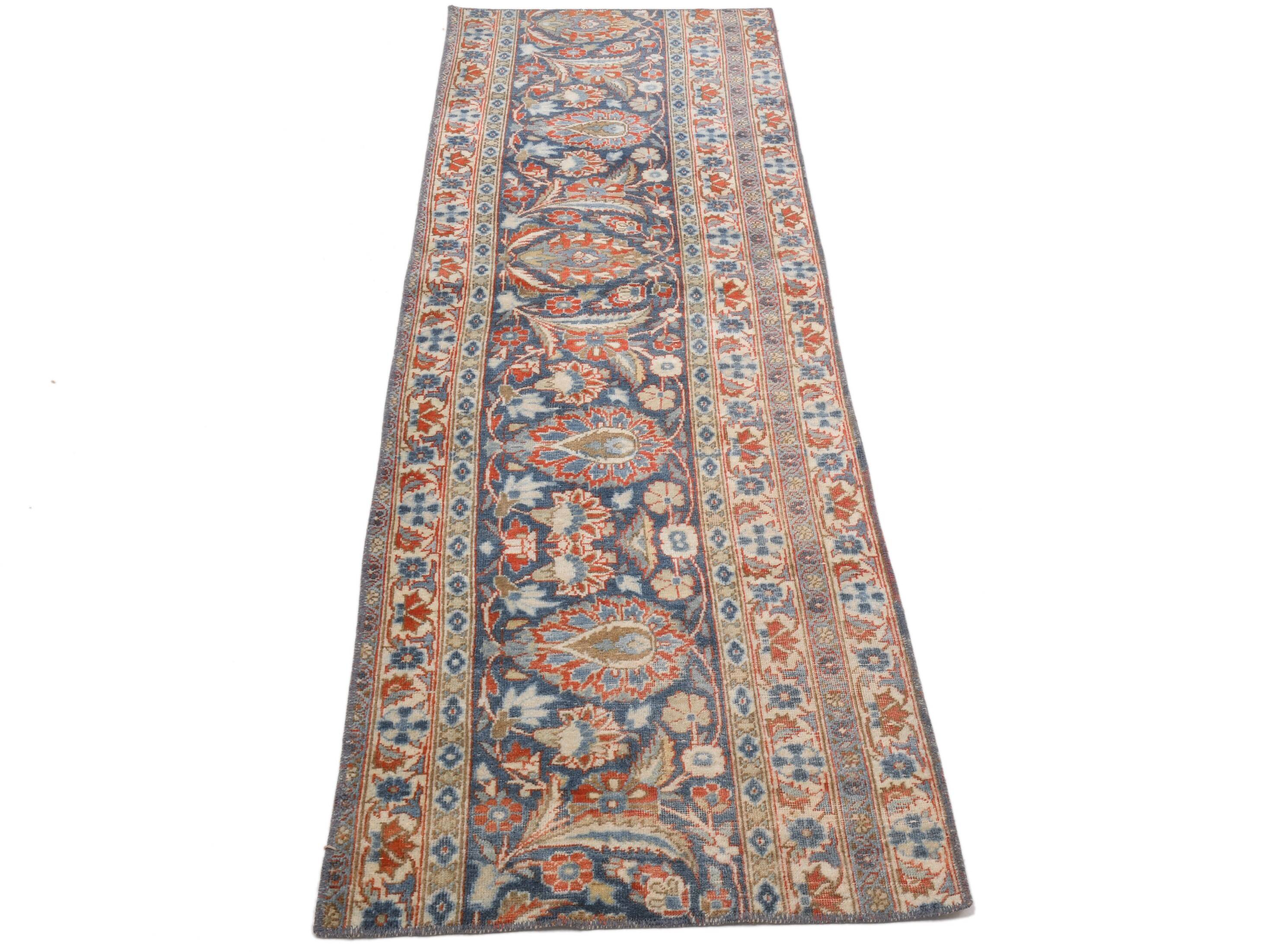 2x7 Navy Blue & Red Persian Runner Rug, 60x208Cm