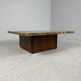 Square Brutalist amber stone coffeetable