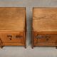 Art Deco Amsterdam School Nightstands pair in oak and glass, 1930s Netherla