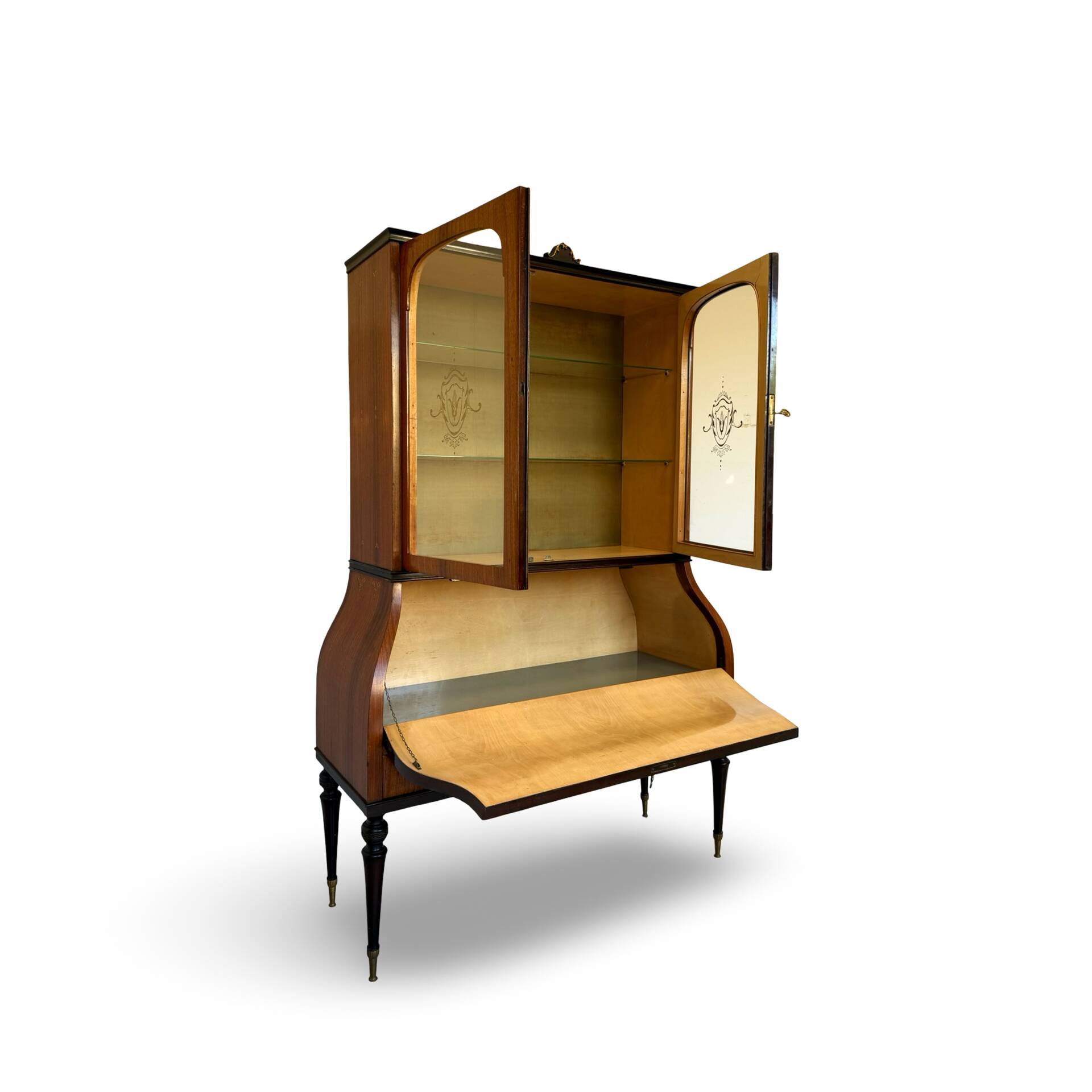 Secretary credenza in marquetry in the Italian Louis XV style from the mid-century, 1960.