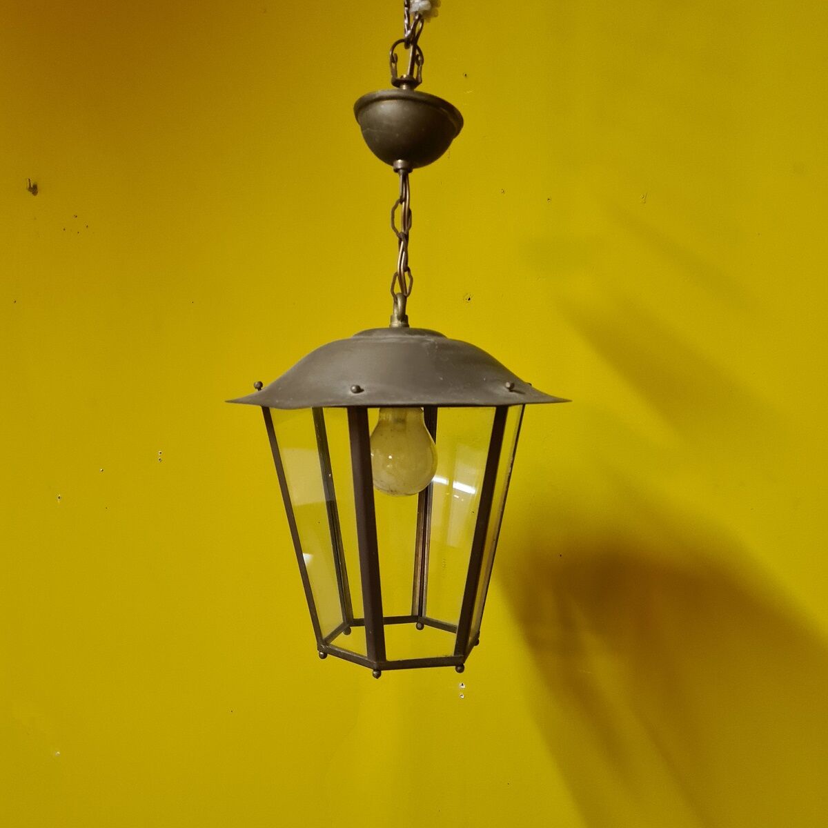 Old french brass hall lantern, from the 1st half 1900s.
