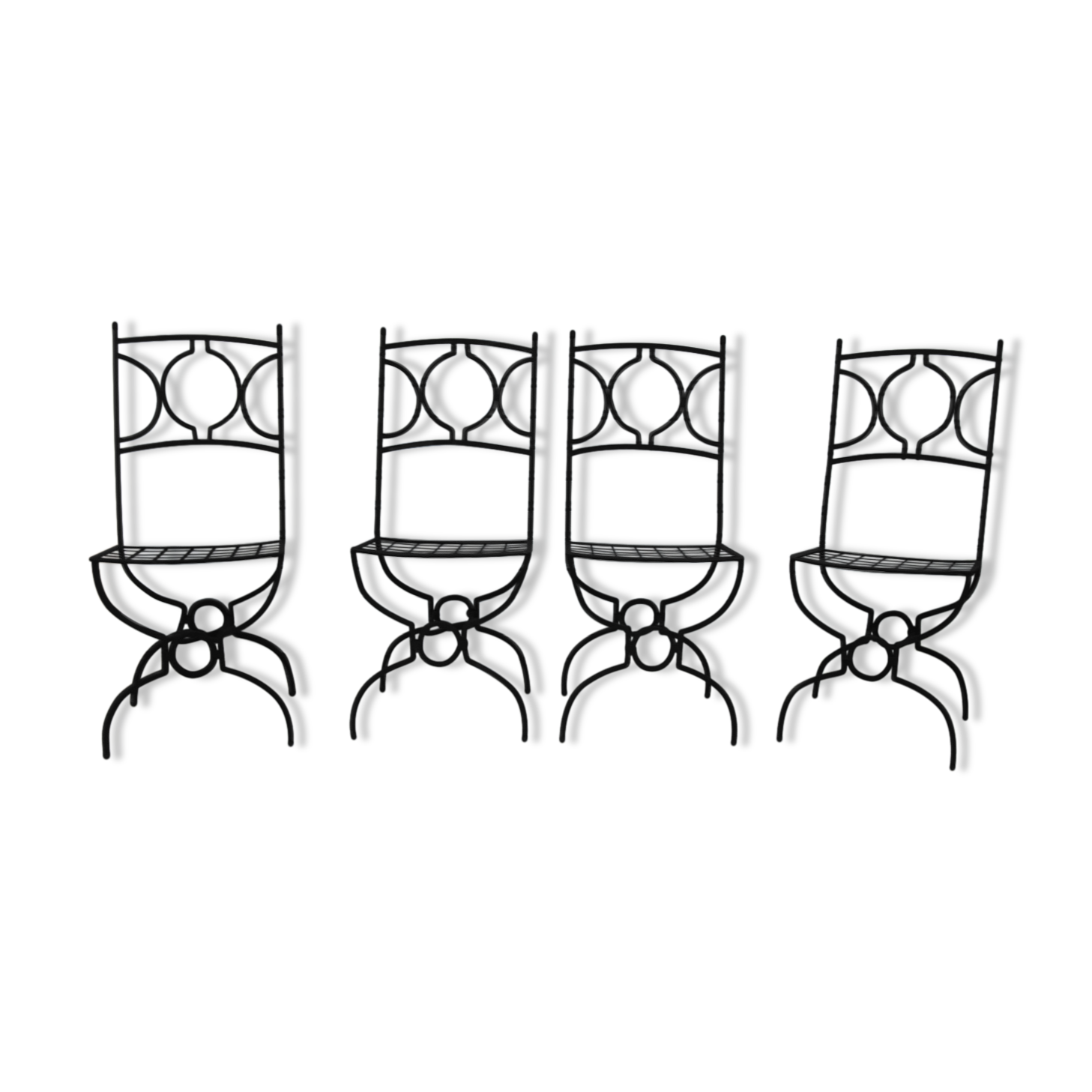 Set of 4 solid wrought iron chairs