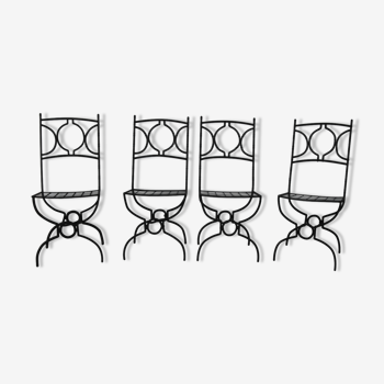 Série de 4 chaises en fer forgé plein