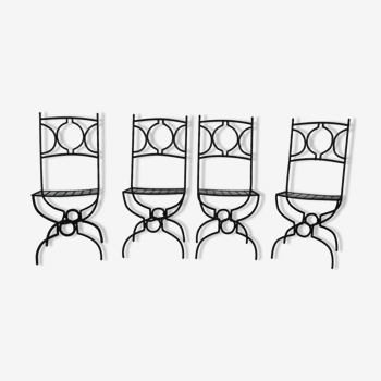 Set of 4 solid wrought iron chairs