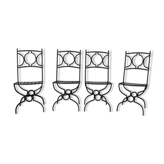 Série de 4 chaises en fer forgé plein