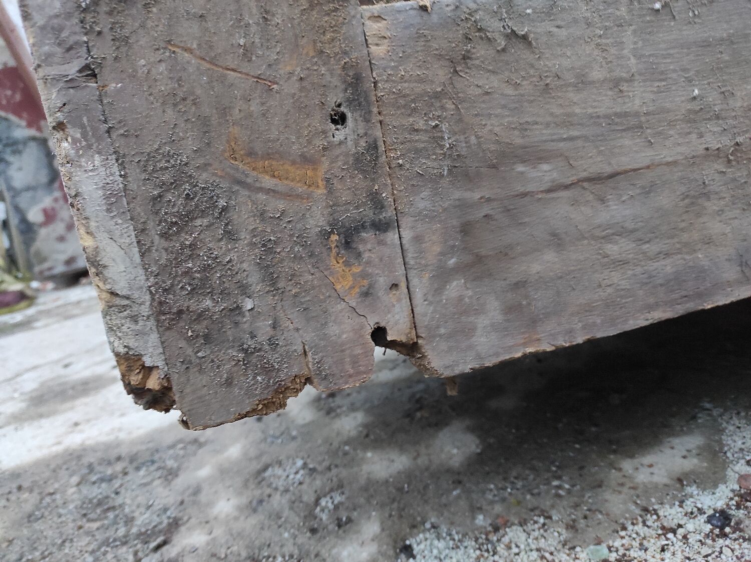 Old rustic Parisian wardrobe patinated white in oak and fir