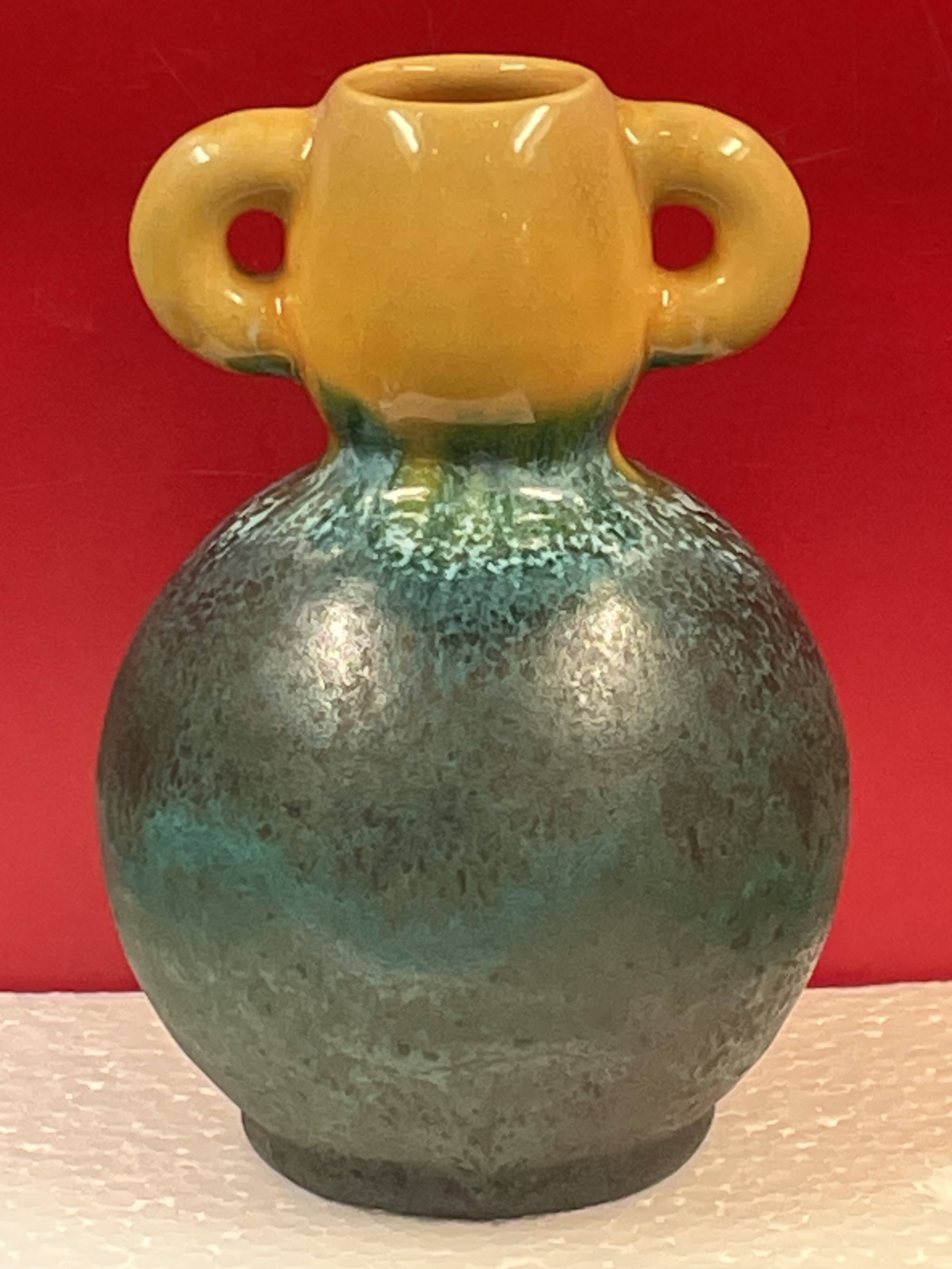 Accolay ear vase Ceramic Turquoise Blue & yellow 17 cm