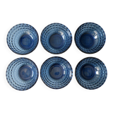 6 blue glass bowls from the 70s