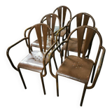 Set of 5 steel garden armchairs circa 1940/50