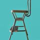Vintage cosco step stool chair in chrome steel and white skai