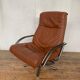 Pair of Scandinavian leather relax vintage armchairs brand Kebe