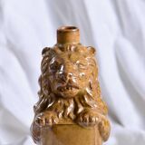 Vase - Bouteille ancienne zoomorphe lion en grès émaillé signée Gps