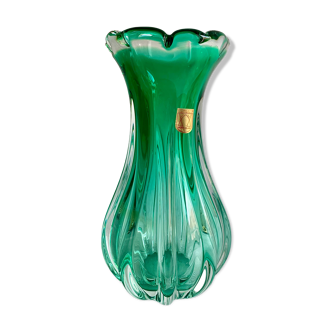 Vase vert, verre Rubin des années 1960