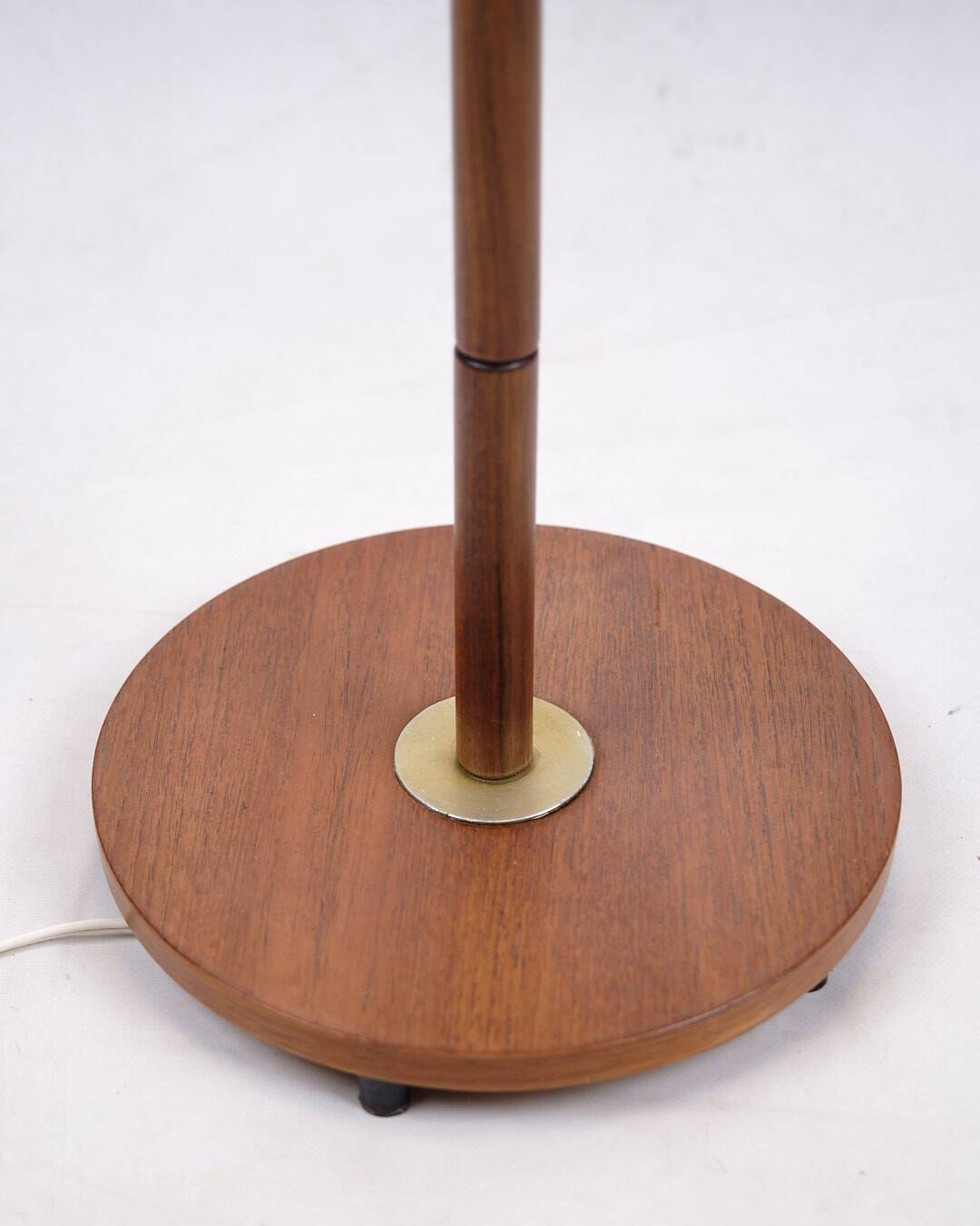 Lampadaire - Teck - Abat-jour plissé - Design danois - Années 1960