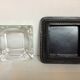 Ashtray, pocket tray, glass and leather.