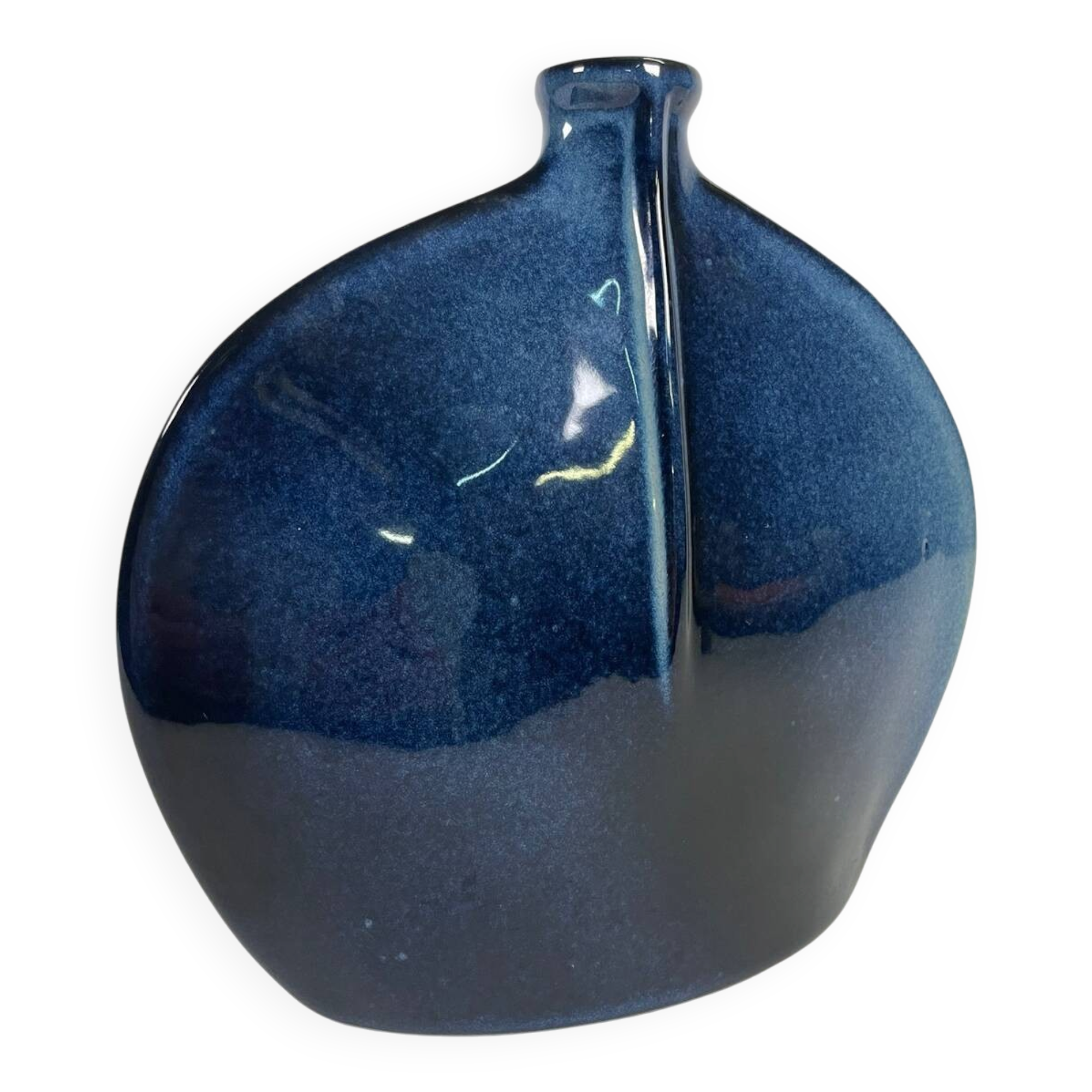 Blue glazed stoneware vase