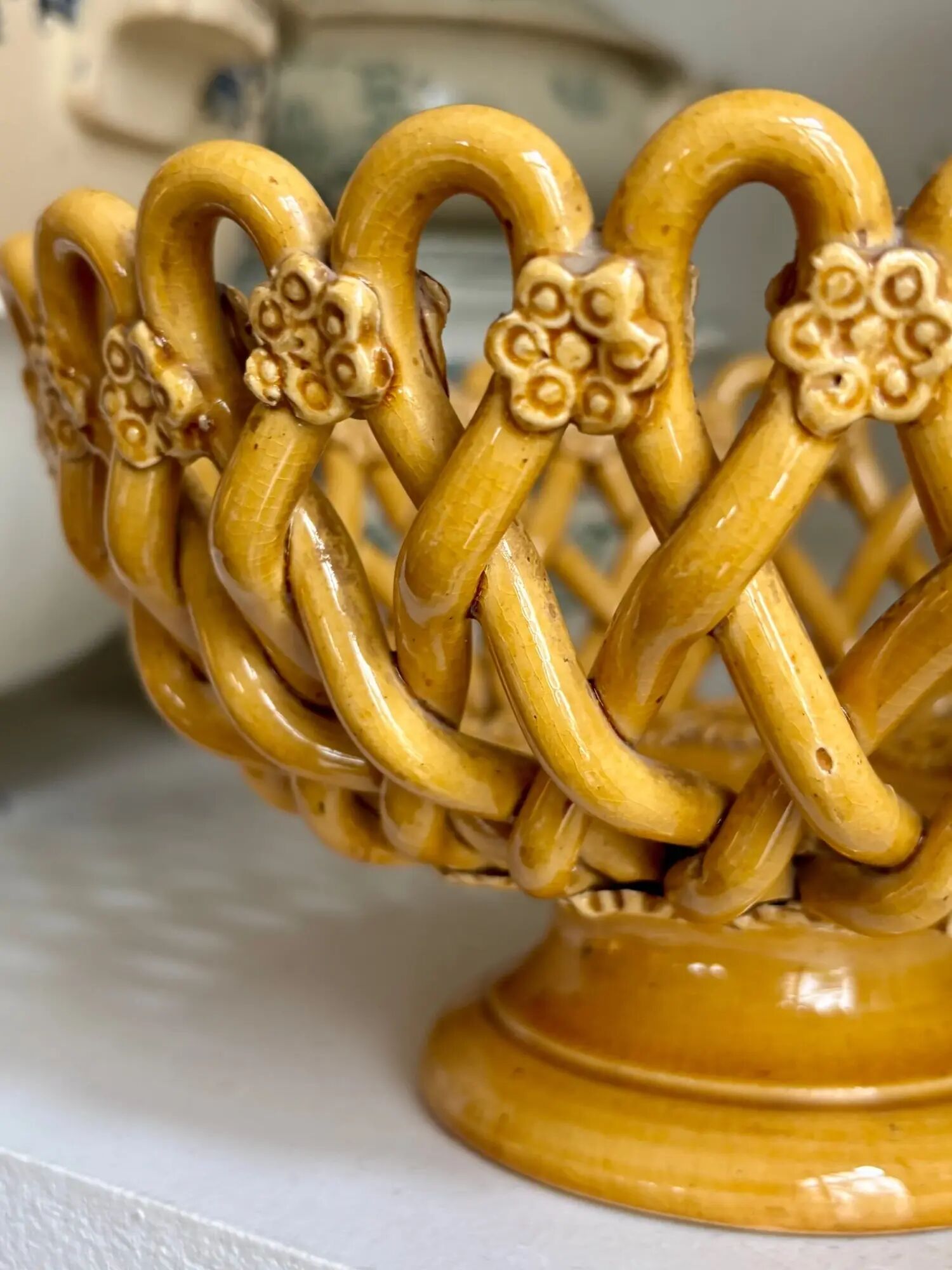 Openwork bowl Pichon Uzès in ochre earthenware
