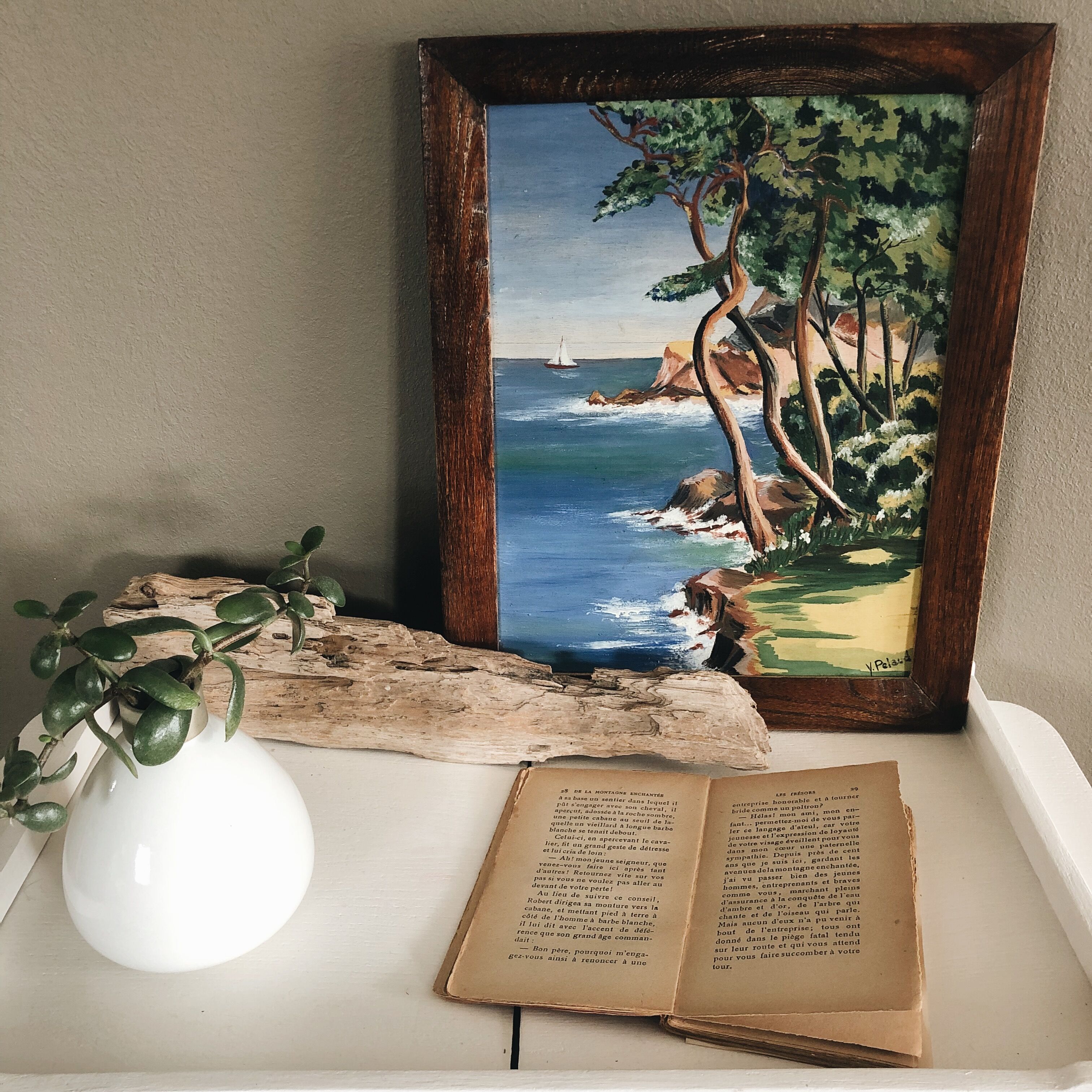 Painting on wood, signed – seaside