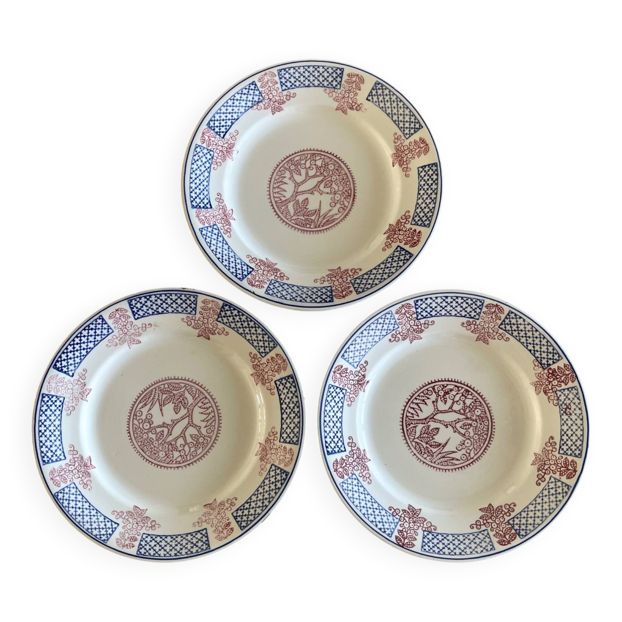 3 Longwy dessert plates.