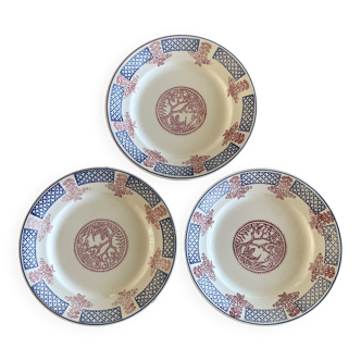 3 Longwy dessert plates.