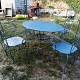 Large blue wrought iron garden furniture