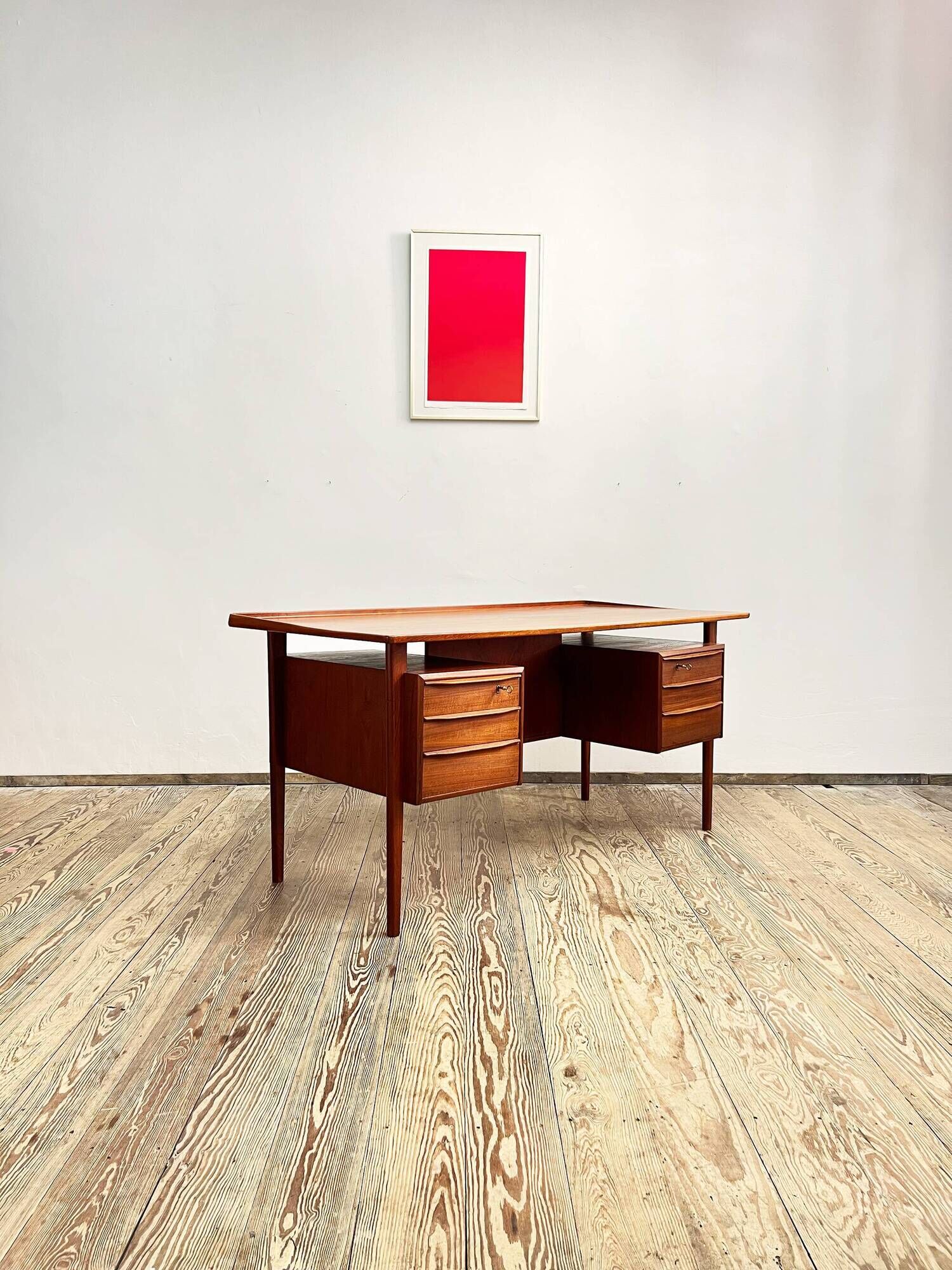 Mid-Century Danish Teak Desk by Peter Løvig Nielsen for Hedensted Møbelfabrik, Denmark, 1970s