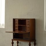 Modern Danish secretary, unique handmade oak, mid-20th century.
