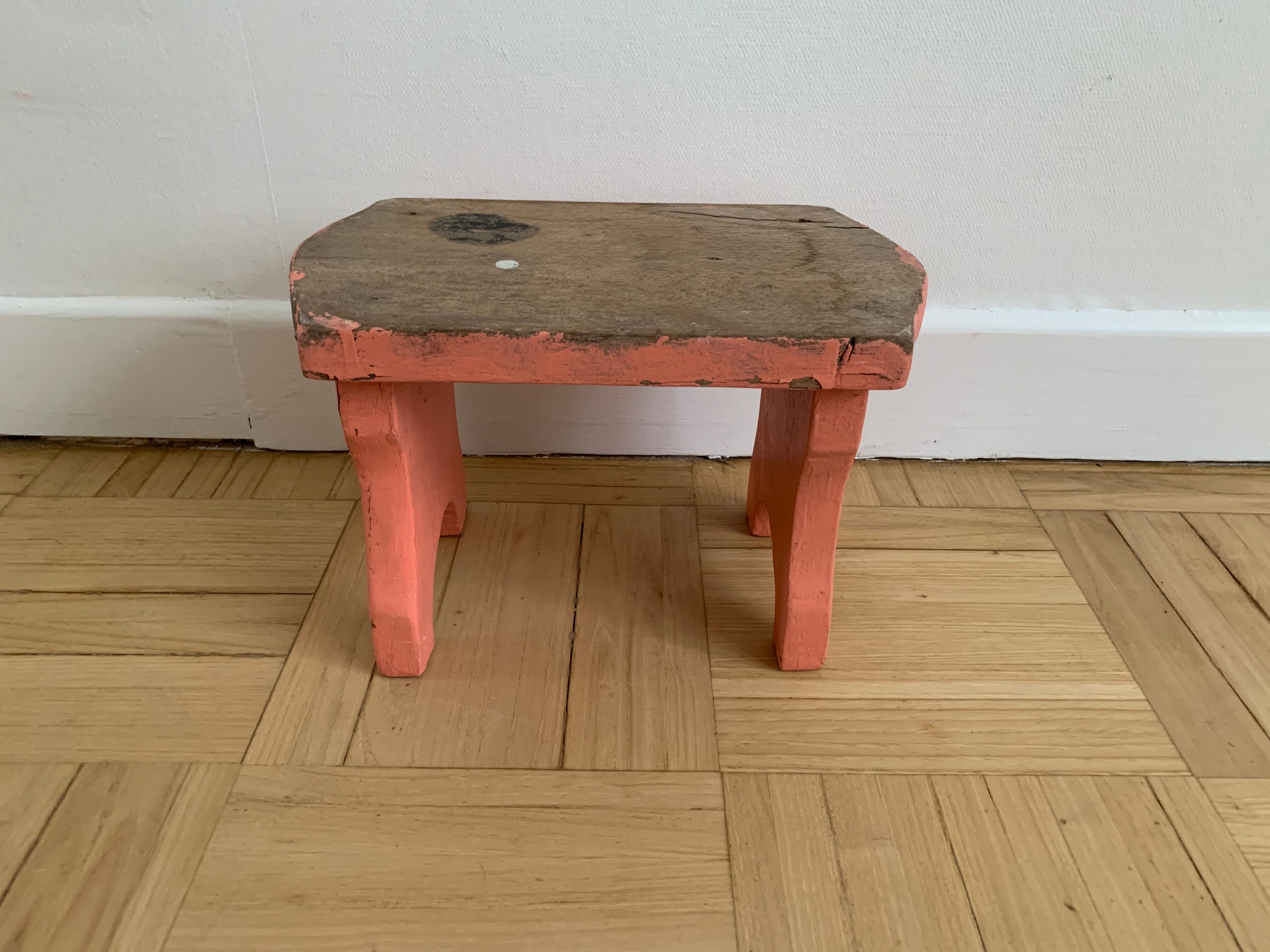 Small step foot in old wood