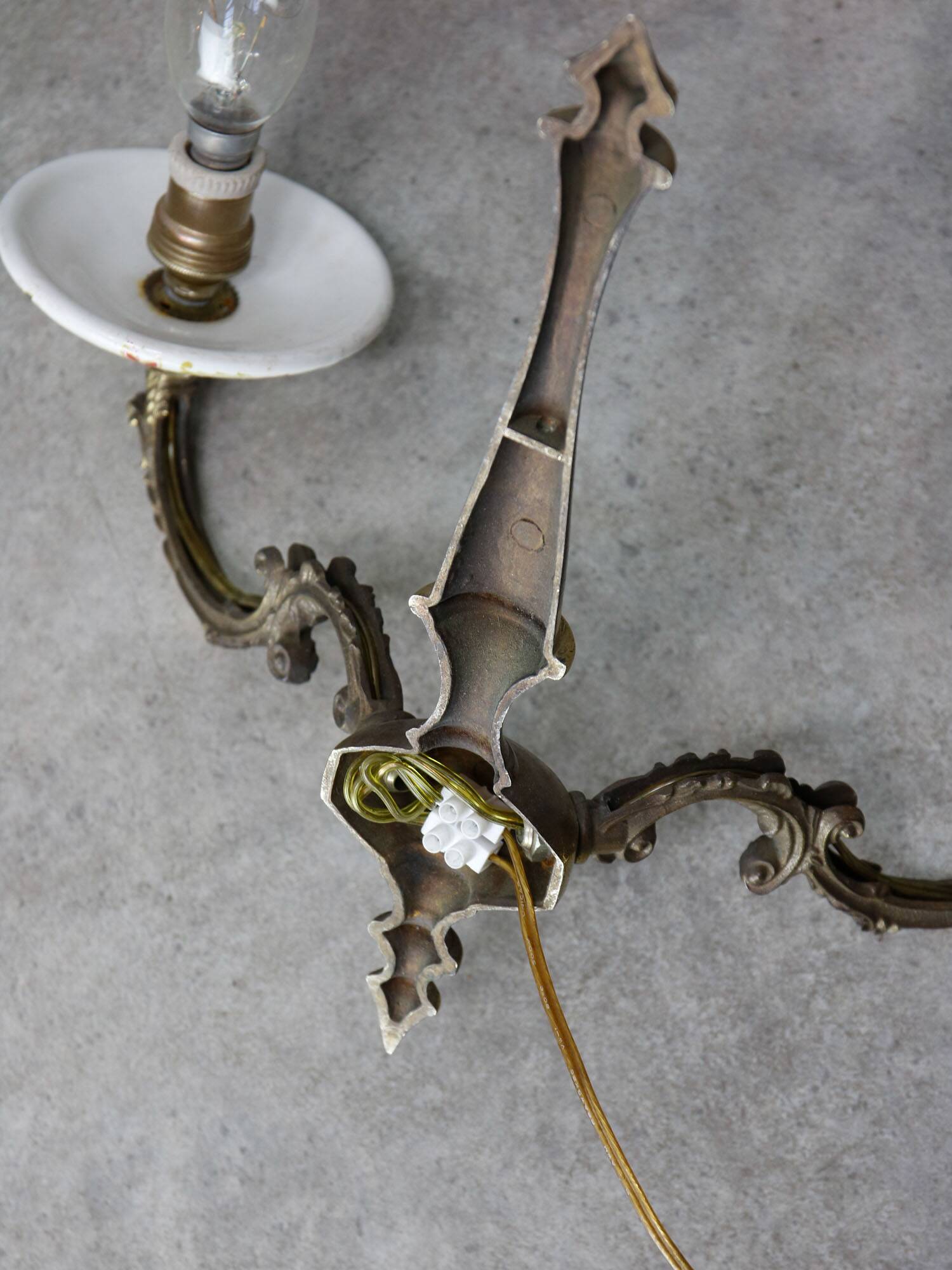 Mid-Century Italian Brass and Ceramic Sconce, set of 2