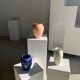 Modern vase oblong dark blue / dark purple H:19cm