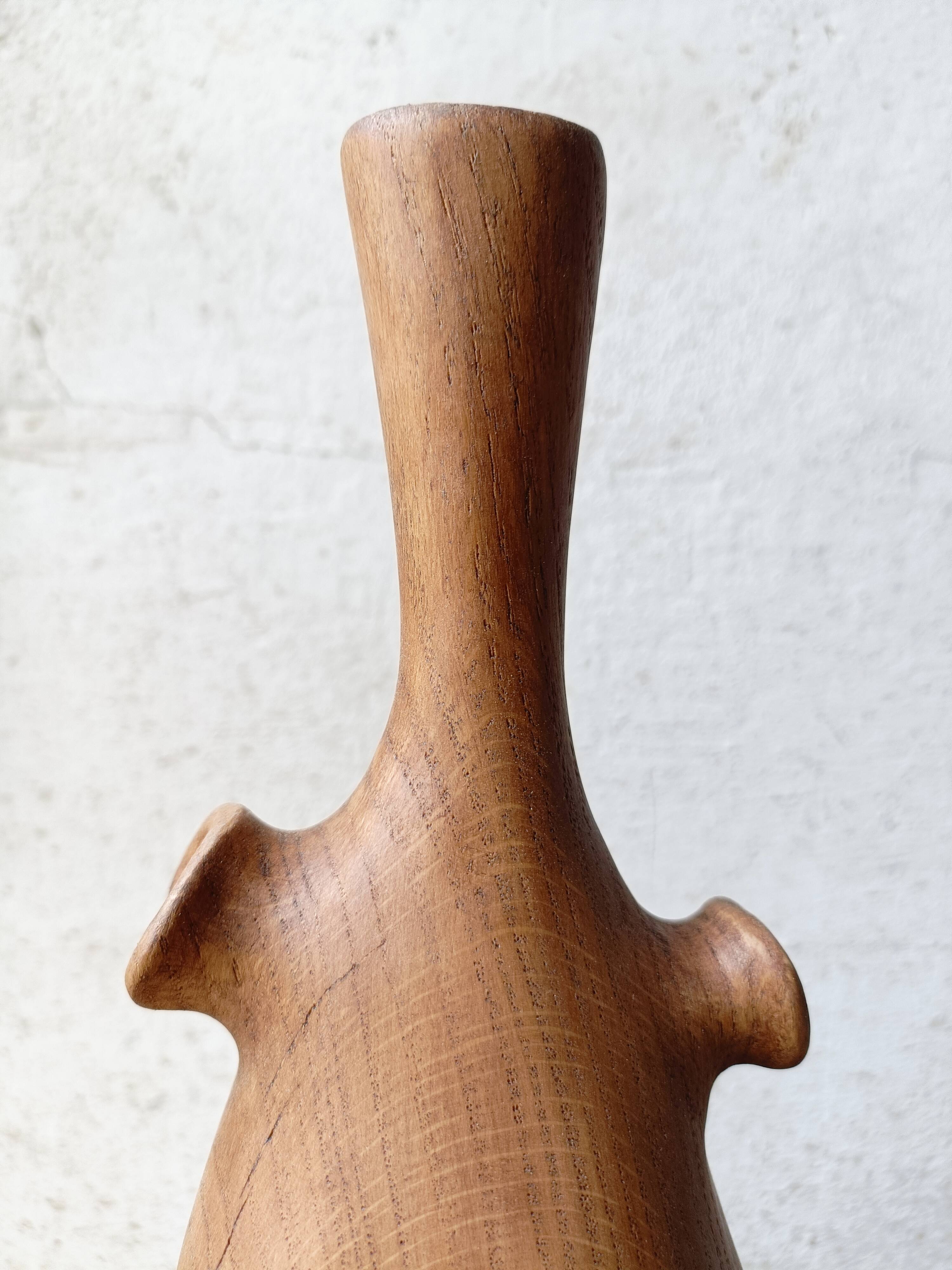 Vase / sculpture in solid carved oak