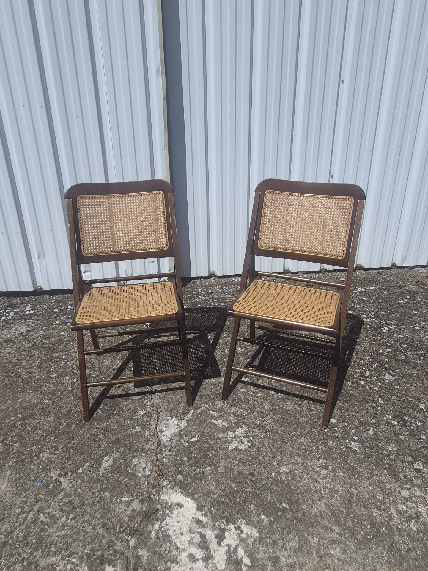 Vintage 2 chaises pliantes bois et cannage