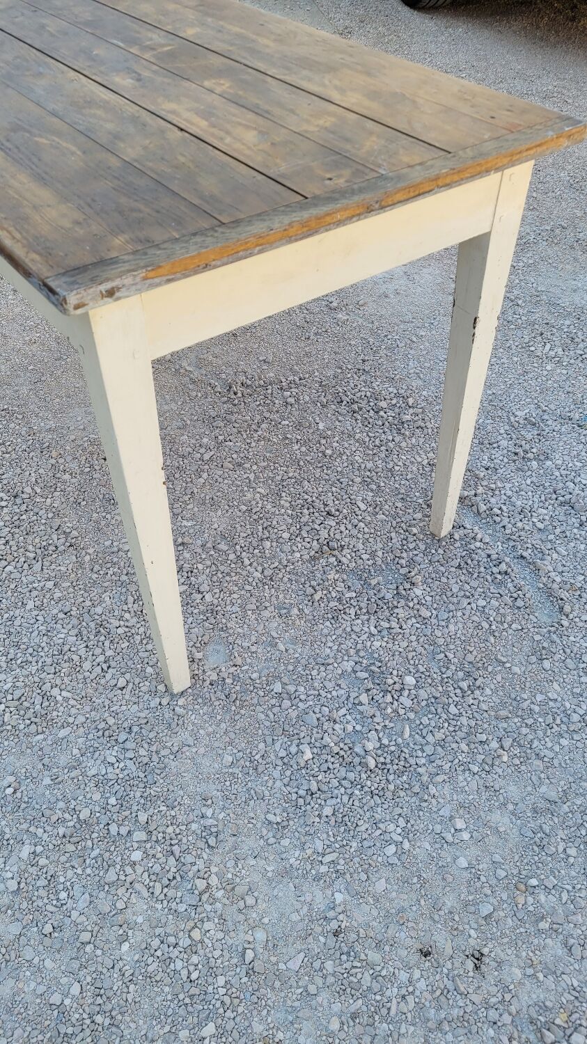 Table de ferme cuisine rustique ancienne -1m30