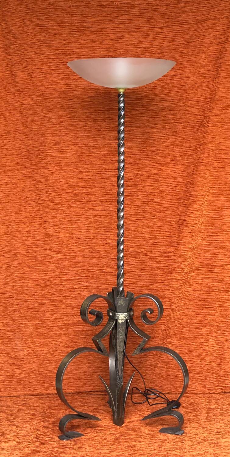 Art deco wrought iron floor lamp
