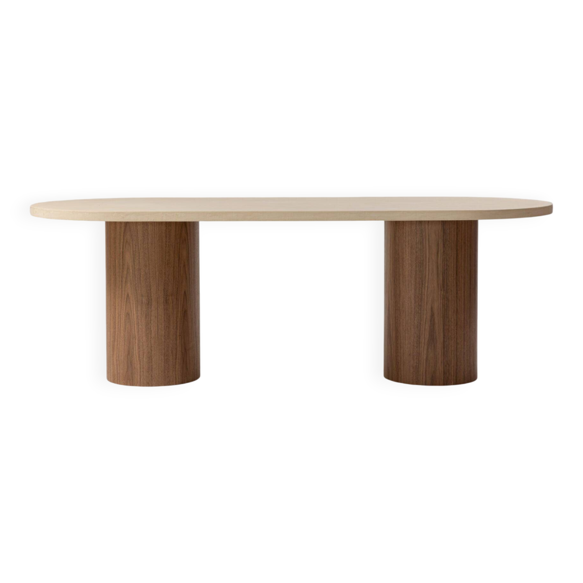 Dining table with walnut legs