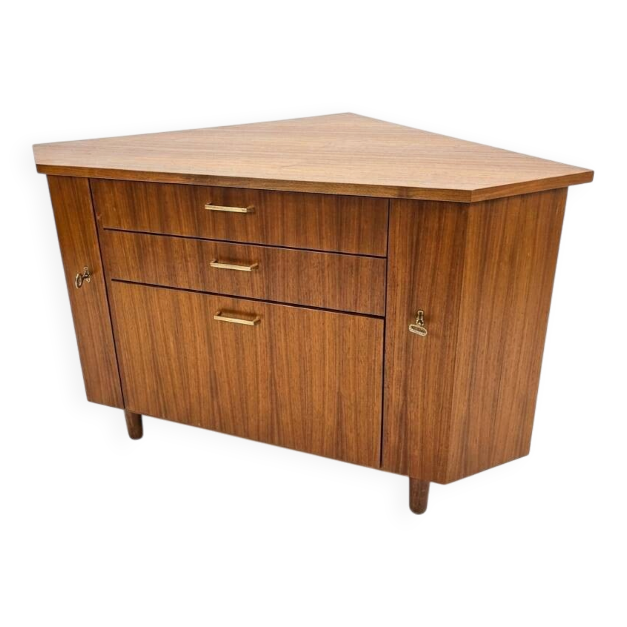 Scandinavian corner unit in teak from the 1960s.