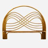 Rattan and leather headboard 140cm vintage 1970