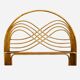 Rattan and leather headboard 140cm vintage 1970