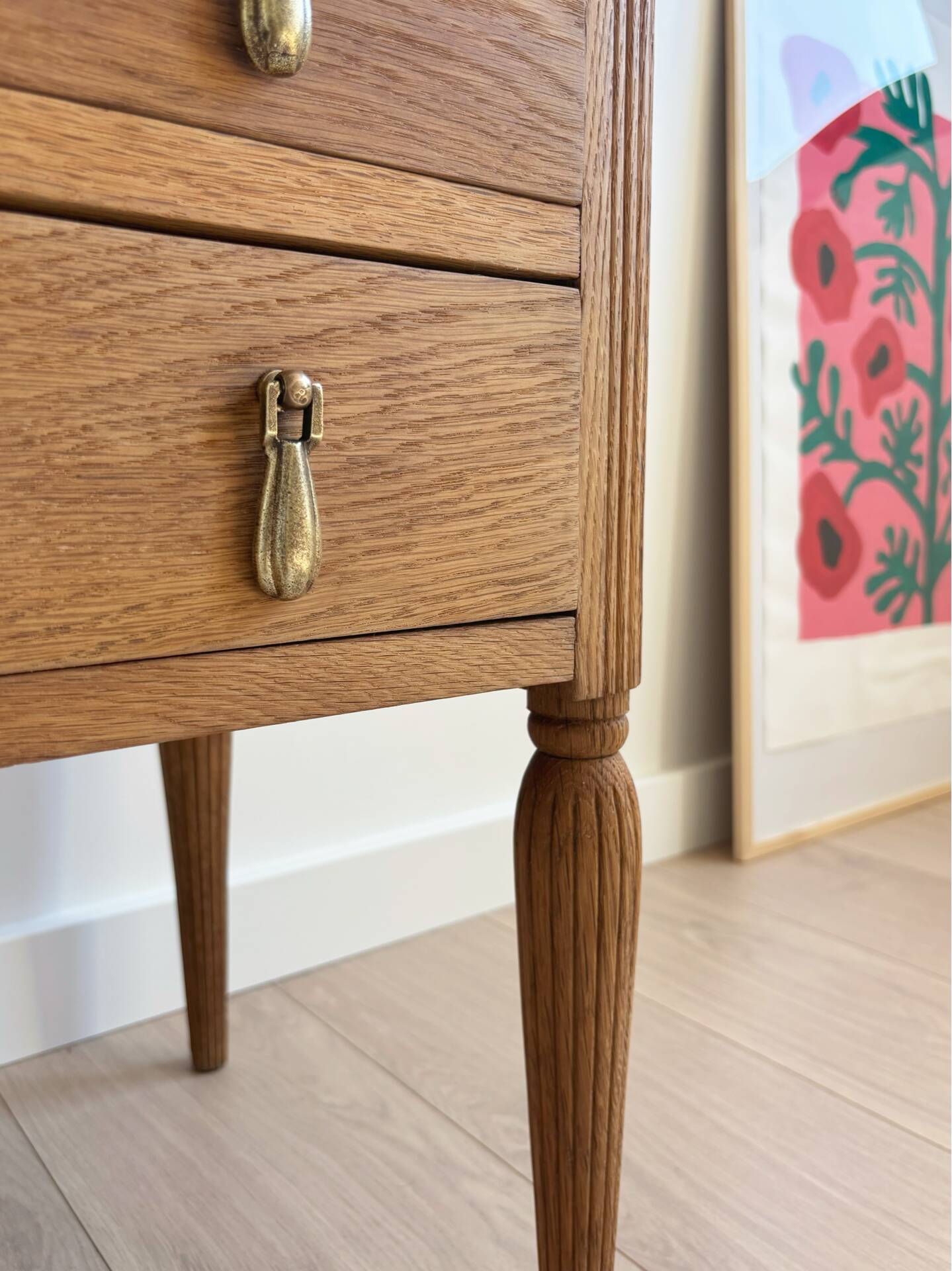 Commode ancienne art déco chêne massif - 4 tiroirs renovée