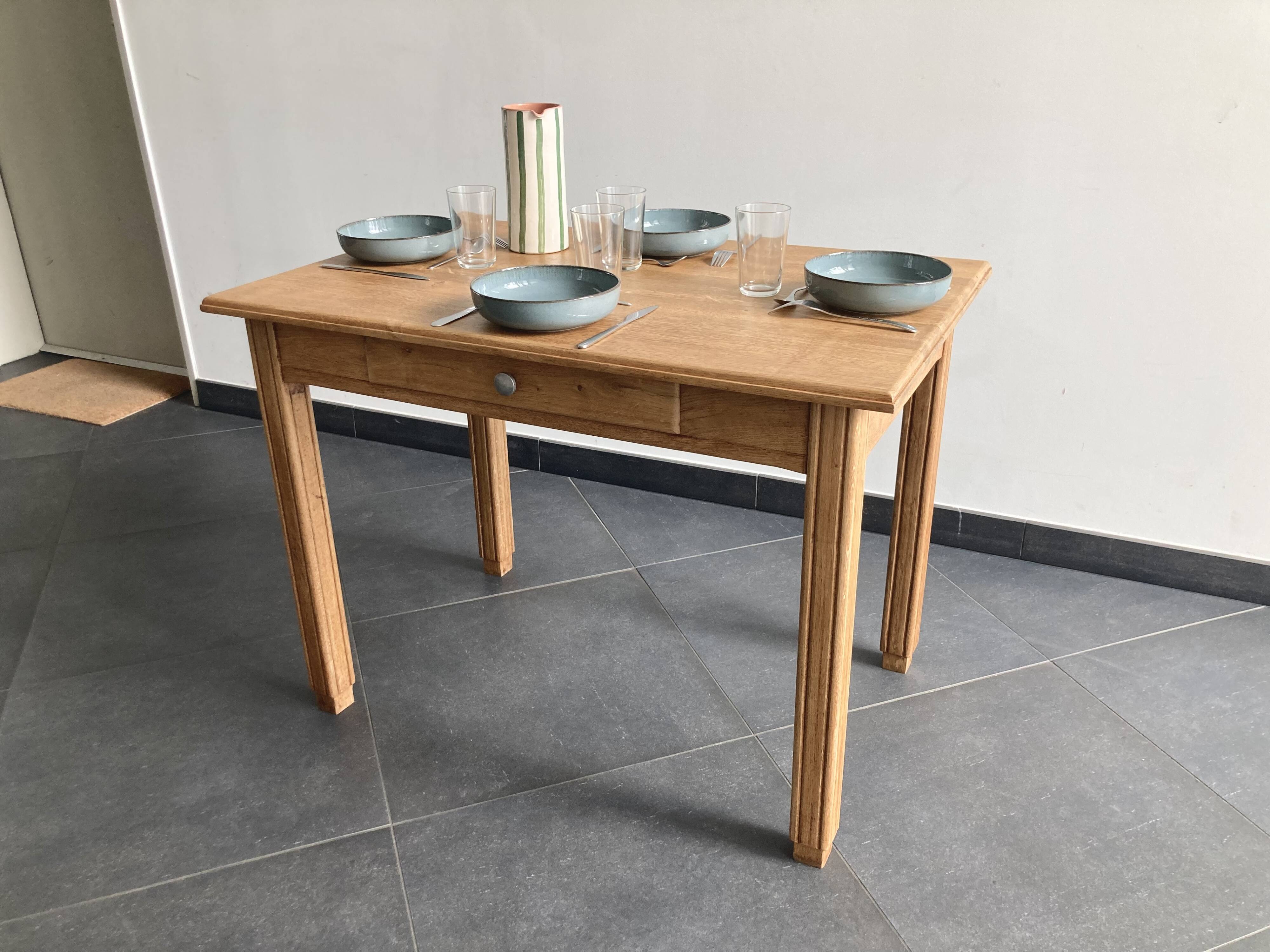Vintage solid beech table – renovated – 1960s