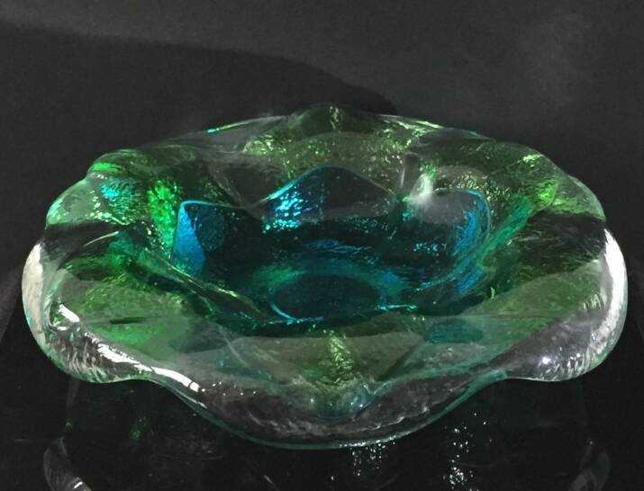 Large blue-green ashtray, Daum type