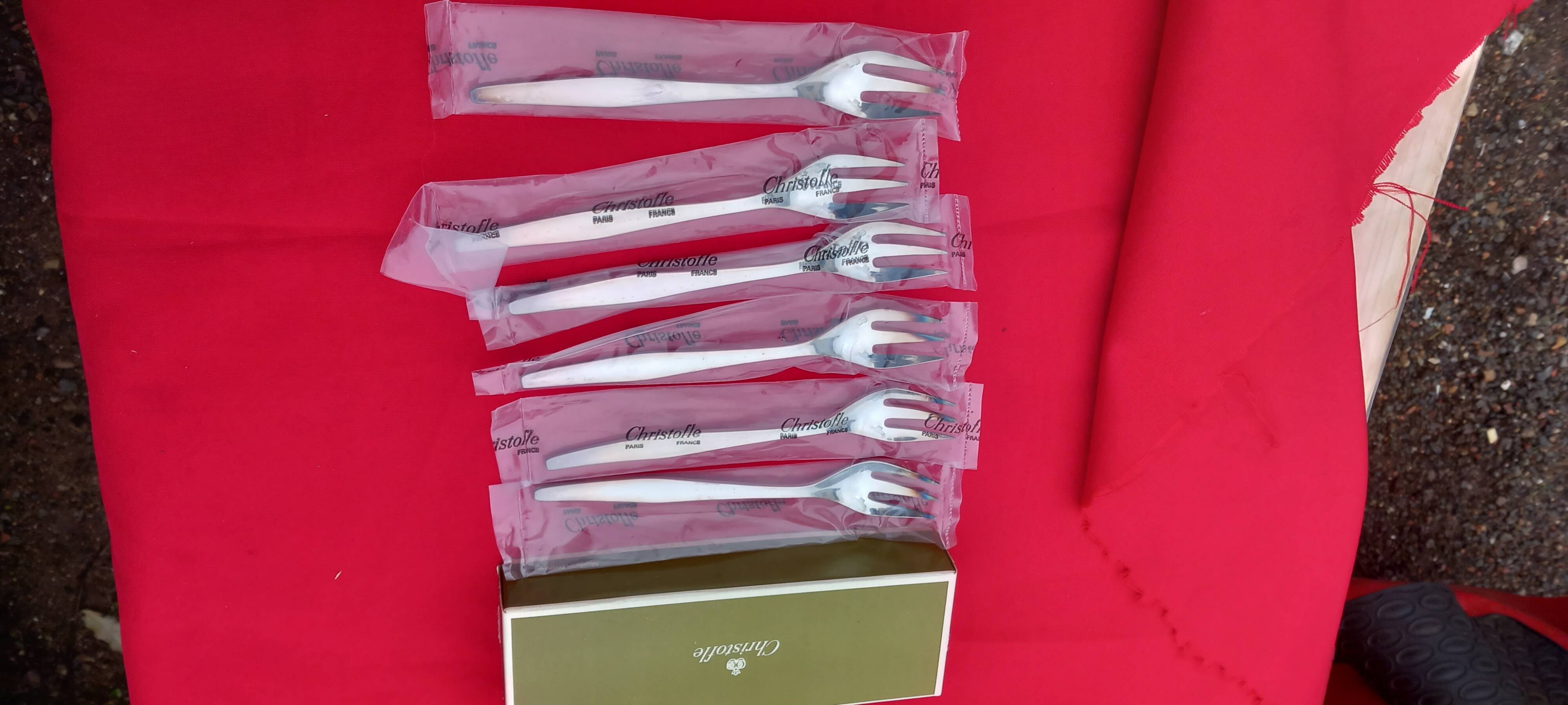 Christofle 6 silver metal forks model orly design lino sabattini