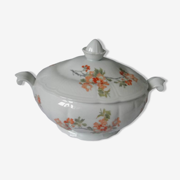 Soupiere legumier vintage motif floral cie nationale porcelaine