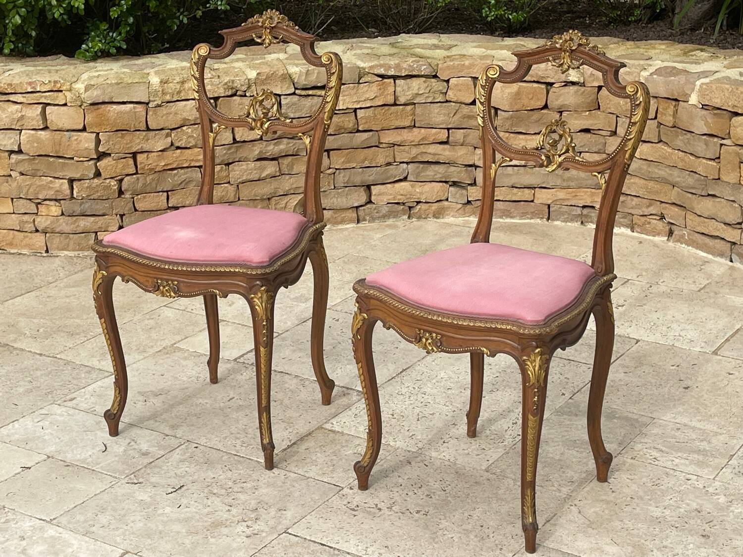 Pair of Louis XV Style Mahogany Chairs