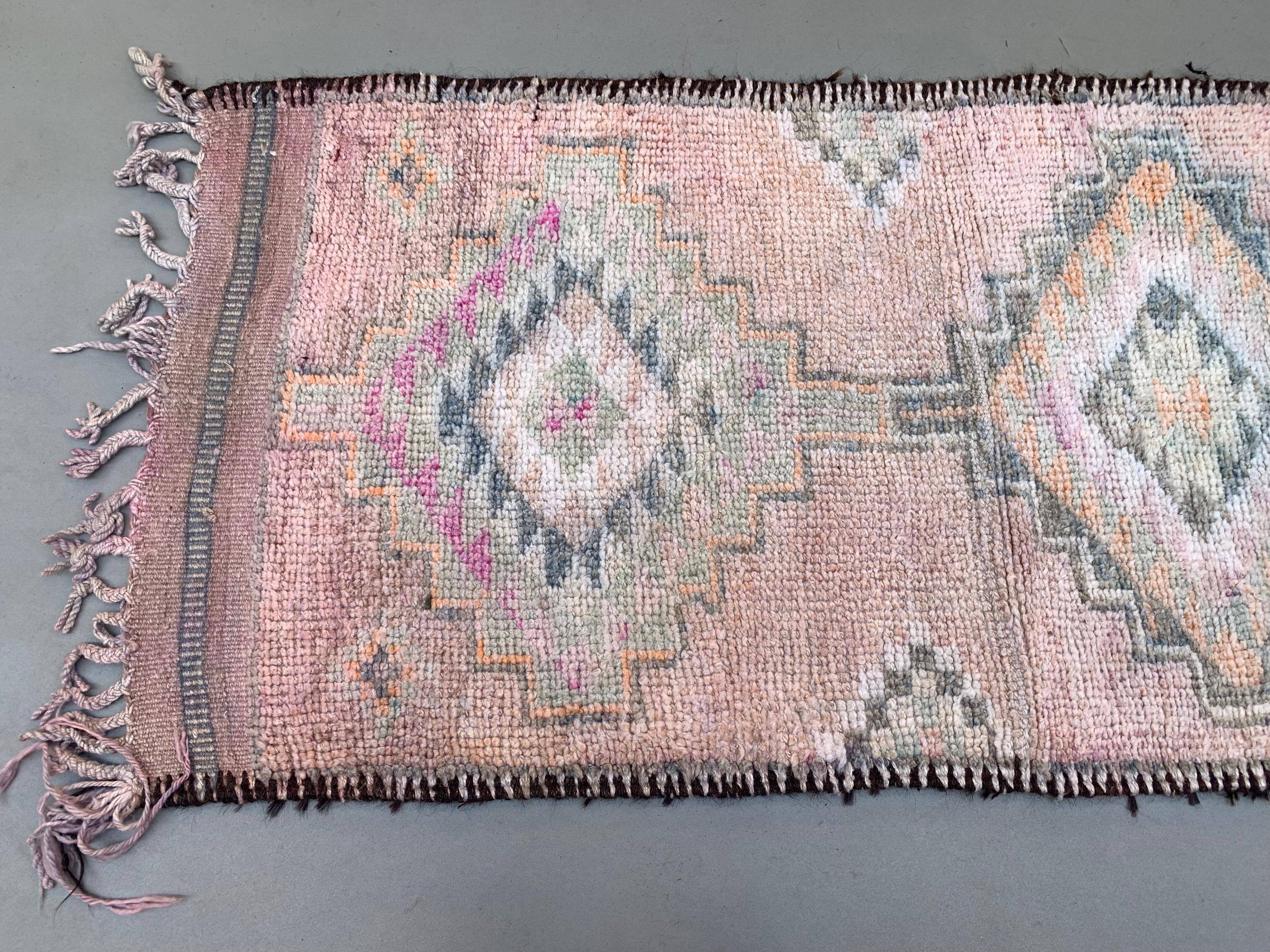 Vintage Turkish  Tribal Runner 460x83 cm veg dye wool rug tribal, handmade