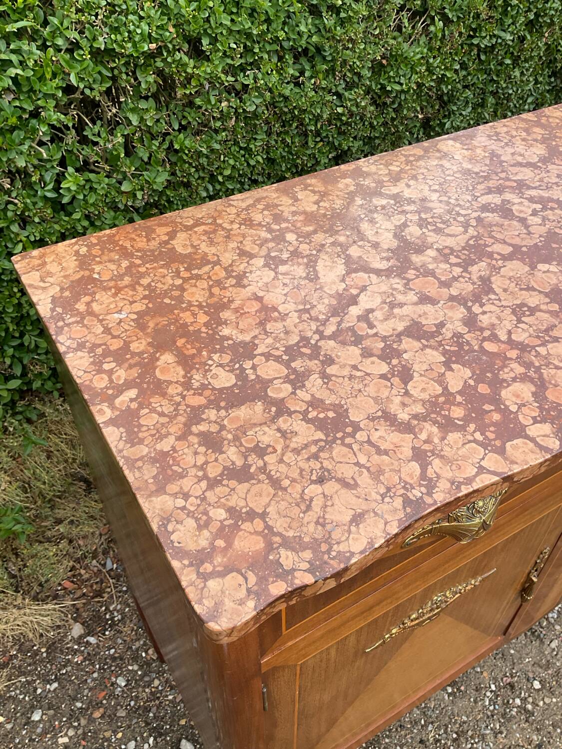 Marquetry and marble sideboard