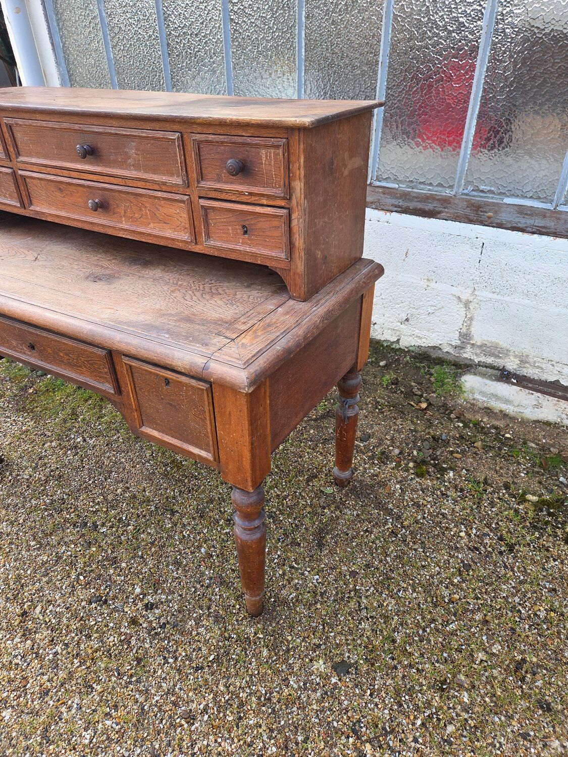 Solid oak desk with drawers
